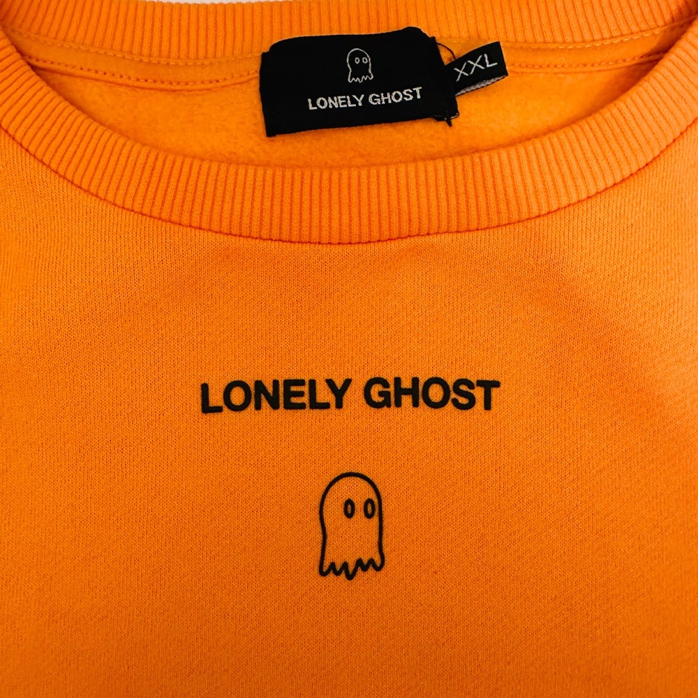 LONELY GHOST - Text Me When You Get Home Crewneck - Vibrant Orange